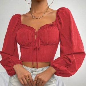 Lantern Long Sleeve Crop Blouse